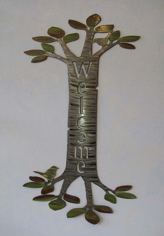Welcome Tree Sign in Steel